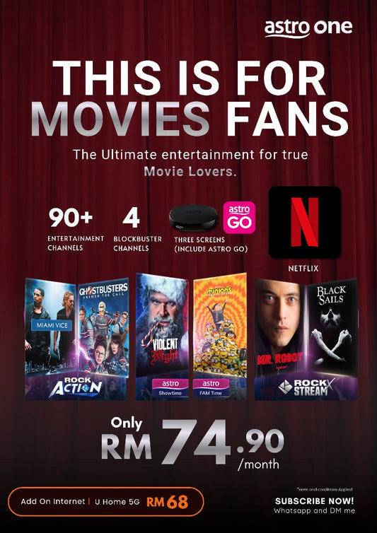 The Ultimate Astro Package for Movie Fans: Netflix & Live TV at RM74.90